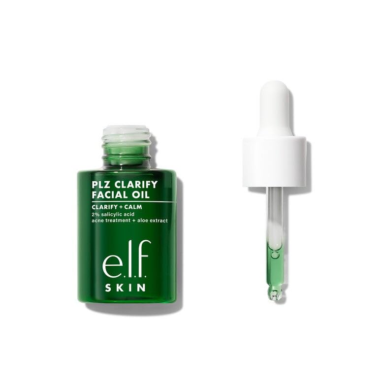 e.l.f. SKIN PLZ Clarify Facial Oil. Face Oil For Treating & Preventing Acne. Helps Calm Redness. Made with Salicylic Acid. Vegan & Cruelty-Free. 1 oz