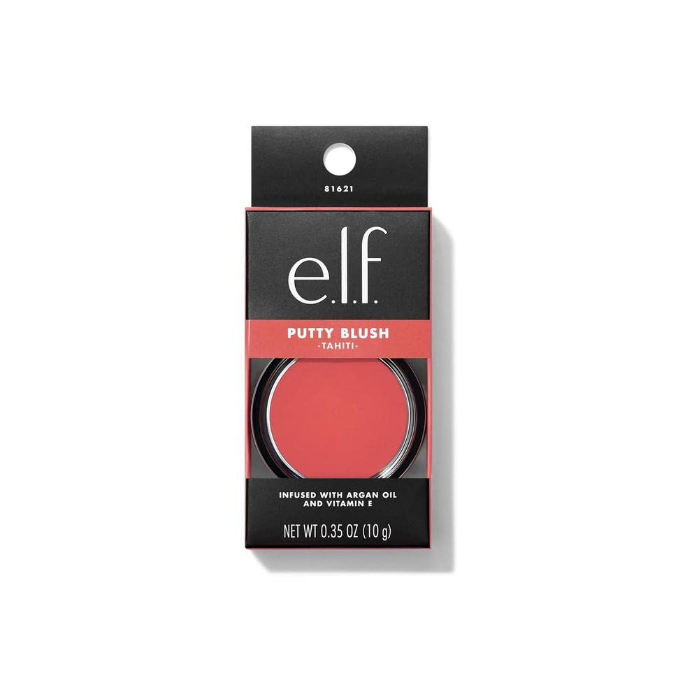 e.l.f. Putty Blush. Creamy & Ultra Pigmented Formula. Infused with Argan Oil & Vitamin E. Tahiti. 0.35 Oz (10g)