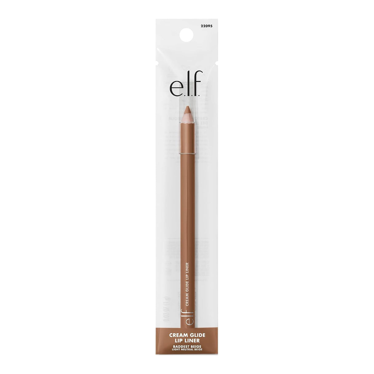 e.l.f. Cream Glide Lip Liner. Creamy High-Pigment. Baddest Beige | Semi-Matte Finish. Creamy Application. Smooth Glide Lip Pencil. Defines & Shapes. Vegan & Cruelty-Free