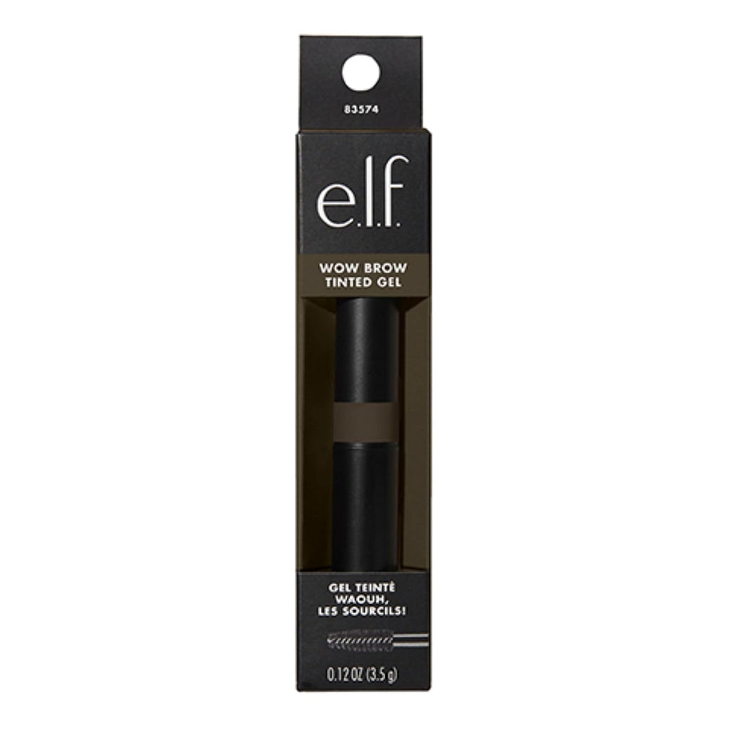 e.l.f. Wow Brow Gel. Volumizing. Buildable. Wax-Gel Hybrid. Creates Full. Voluminous-Looking Brows. Locks Brow Hairs In Place. Deep Brown