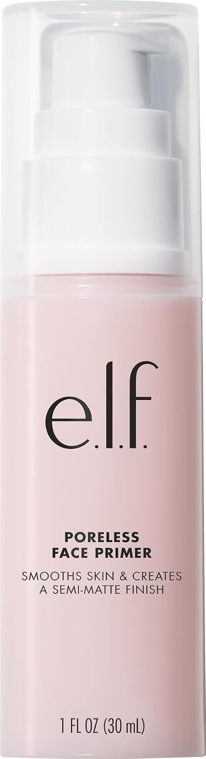 e.l.f. Poreless Face Primer - Large. Silky. Skin-Perfecting. Lightweight. Long Lasting. Absorbs Quickly. Smooths. Preps. Creates Flawless Base. Infused with Tea Tree and Vitamins A & E. 1.01 Fl Oz
