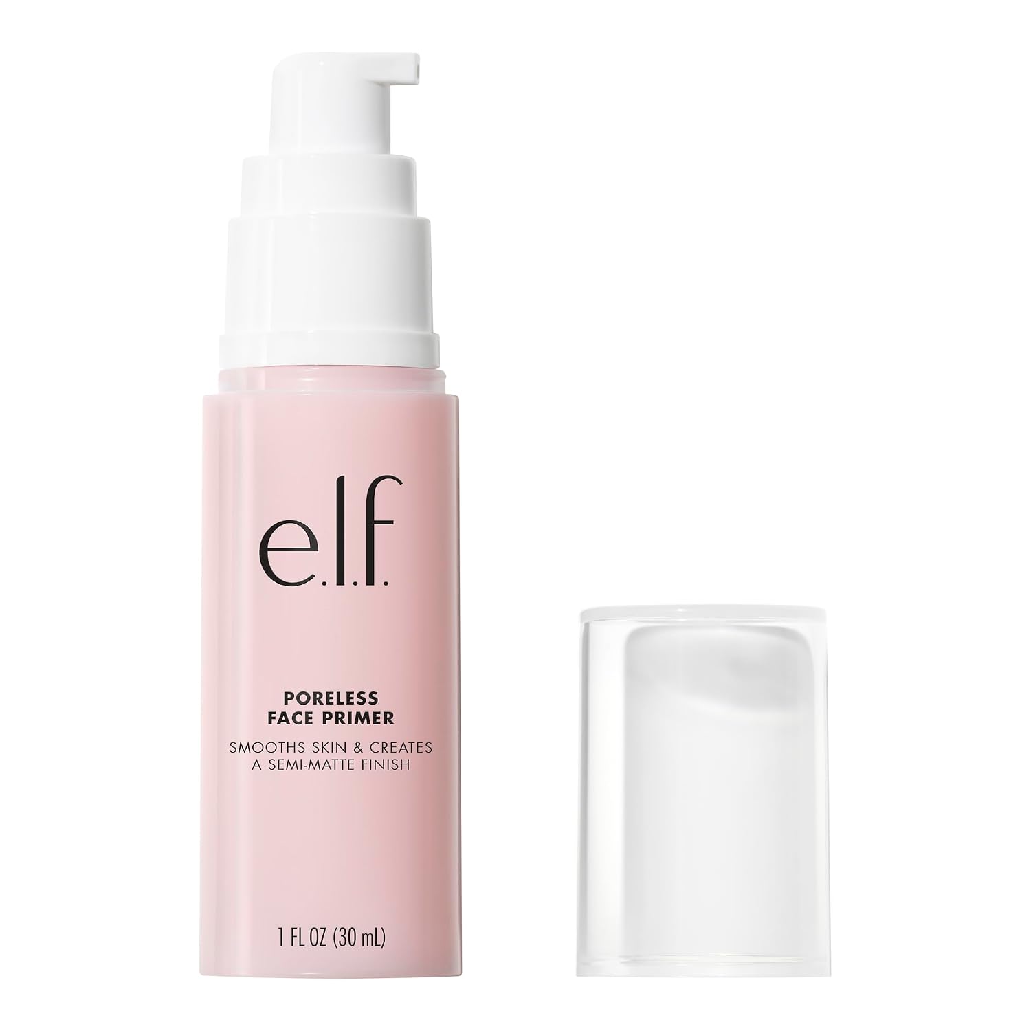 e.l.f. Poreless Face Primer - Large. Silky. Skin-Perfecting. Lightweight. Long Lasting. Absorbs Quickly. Smooths. Preps. Creates Flawless Base. Infused with Tea Tree and Vitamins A & E. 1.01 Fl Oz