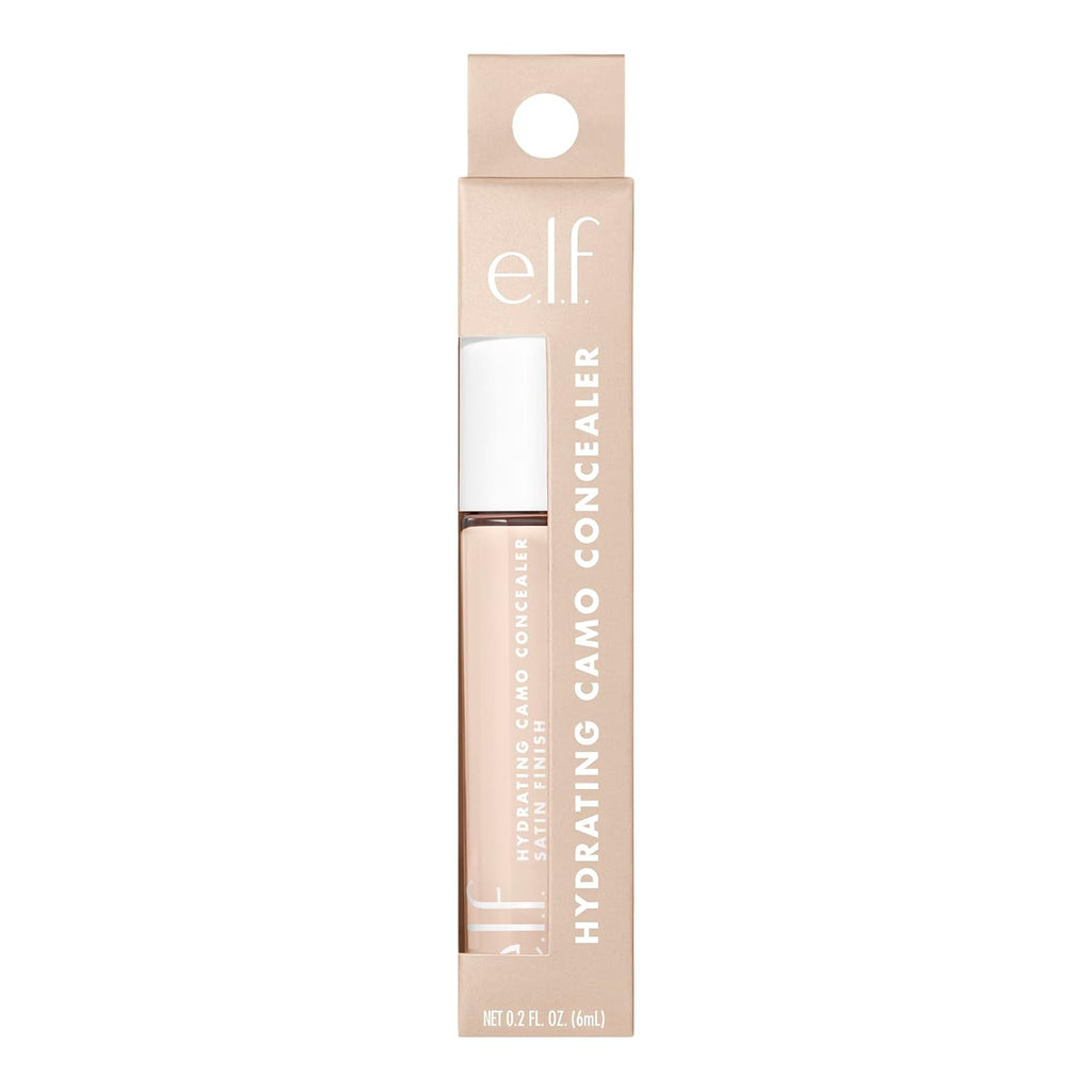 e.l.f. Hydrating Camo Concealer. Full Coverage. Fair Rose | Satin Finish. Under-Eye & Blemish Coverage. Hydrating Formula. Long-Lasting Wear. Non-Creasing. Vegan & Cruelty-Free