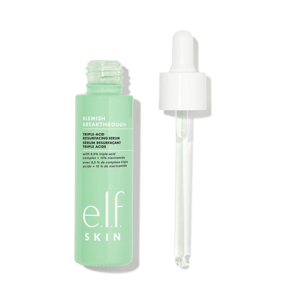 e.l.f. SKIN Blemish Breakthrough Triple-Acid Resurfacing Serum. Hydrating Night Serum For Fighting Blemishes. Helps Improve Skin Tone & Texture