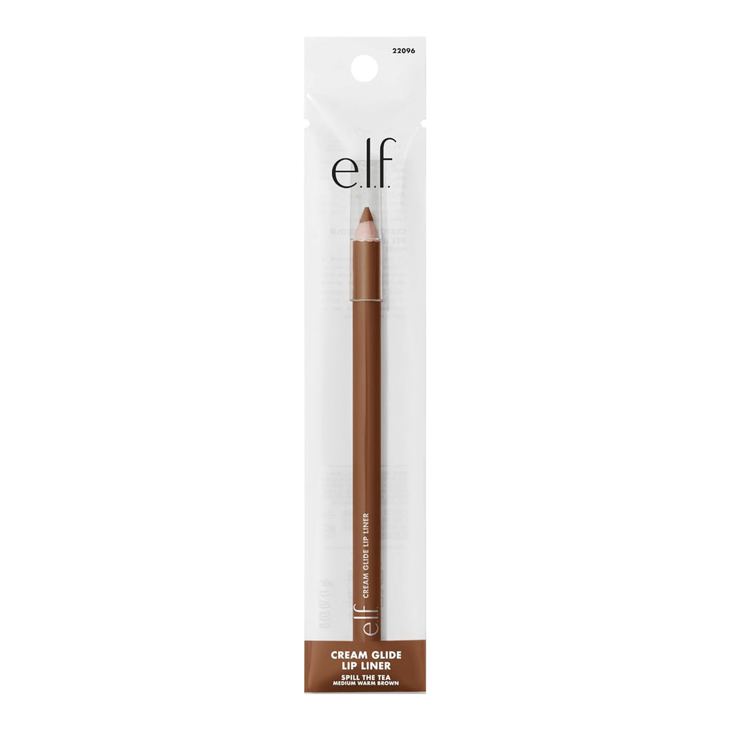 e.l.f. Cream Glide Lip Liner. Creamy High-Pigment. Spill the Tea | Semi-Matte Finish. Creamy Application. Smooth Glide Lip Pencil. Defines & Shapes. Vegan & Cruelty-Free
