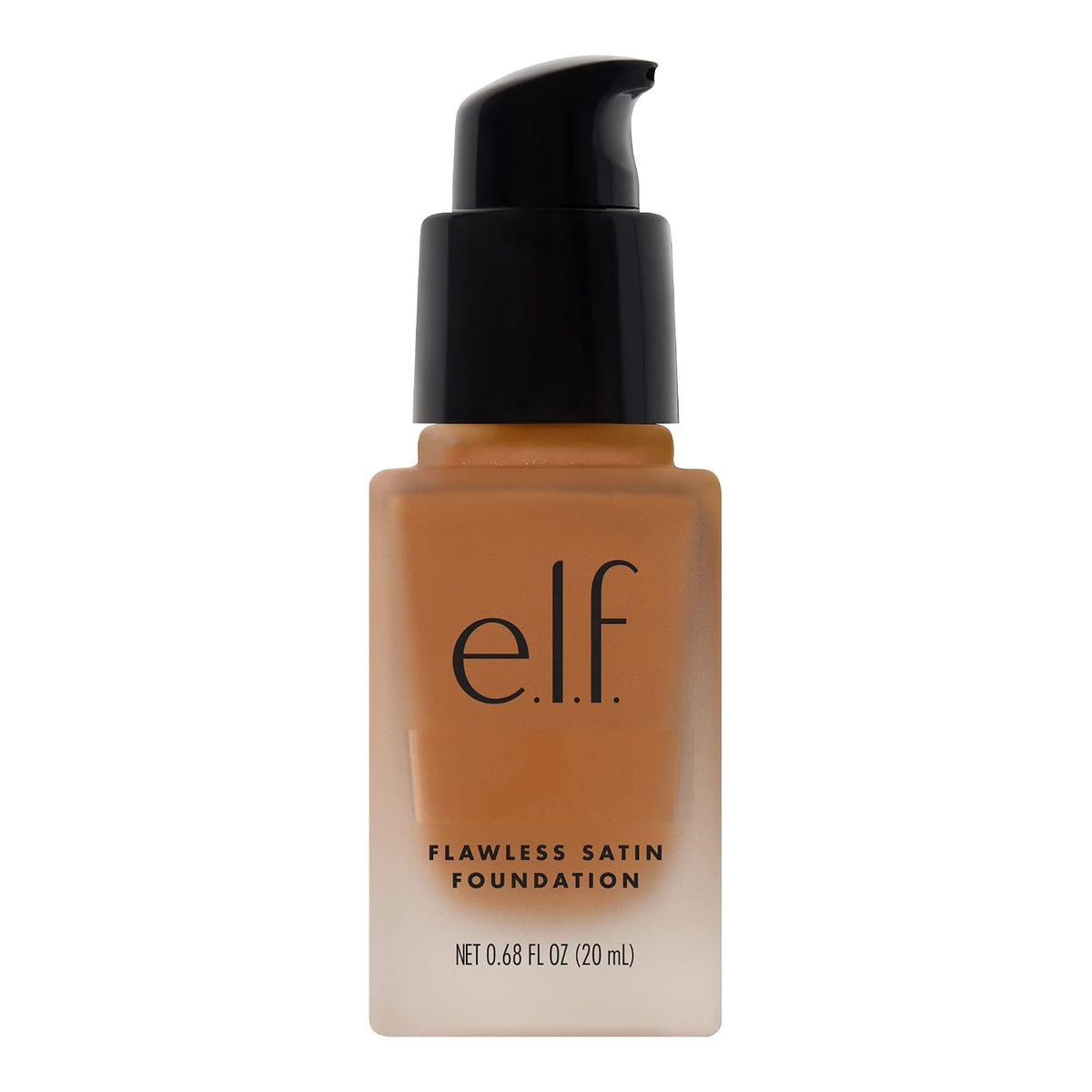 e.l.f. Flawless Satin Foundation. Lightweight & Medium Coverage. Semi-Matte Finish. Vegan & Cruelty-Free. Caramel. 0.68 Fl Oz (20mL)