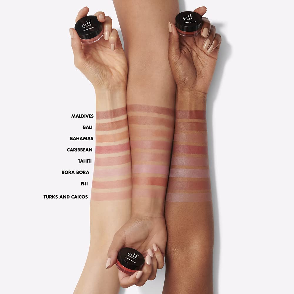 e.l.f. Putty Blush. Creamy & Ultra Pigmented Formula. Infused with Argan Oil & Vitamin E. Tahiti. 0.35 Oz (10g)