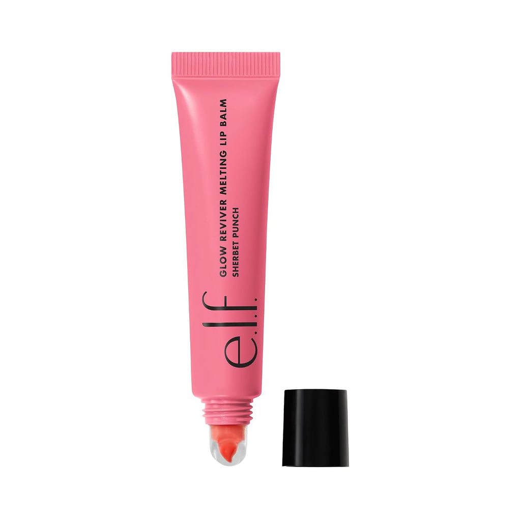 e.l.f. Glow Reviver Melting Lip Balm. Tinted. Sherbet Punch | Hydrating & Glossy. Buildable Sheer Color. Soft Texture with Hyaluronic Acid Blend & Nourishing Butters. Vegan & Cruelty-Free