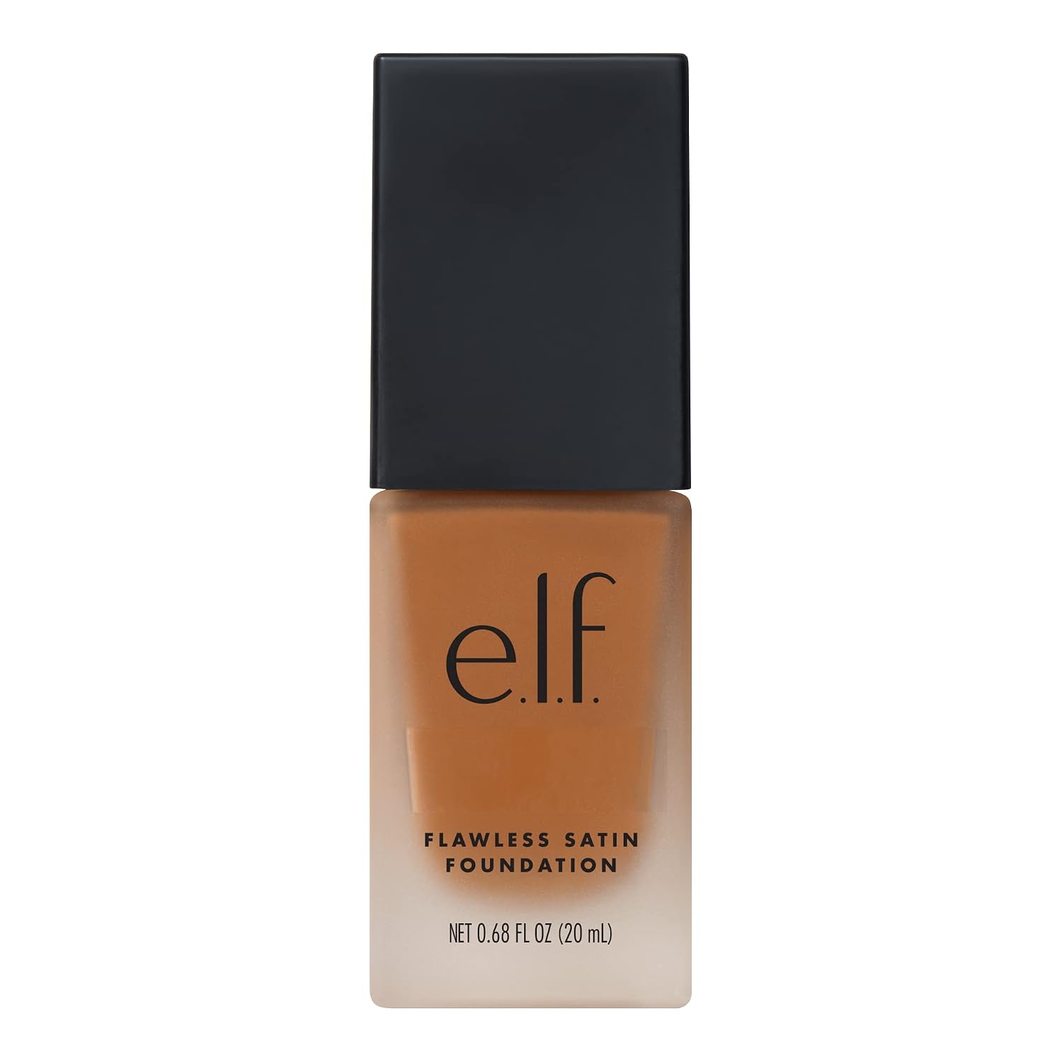 e.l.f. Flawless Satin Foundation. Lightweight & Medium Coverage. Semi-Matte Finish. Vegan & Cruelty-Free. Caramel. 0.68 Fl Oz (20mL)