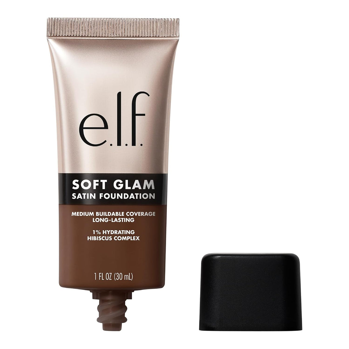 e.l.f. Soft Glam Satin Foundation. Medium Coverage. 60 Rich Cool | Satin Finish. Long-Lasting Wear. Hydrating Hyaluronic Acid & Hibiscus Complex. Blurs Pores. Lightweight. Vegan & Cruelty-Free
