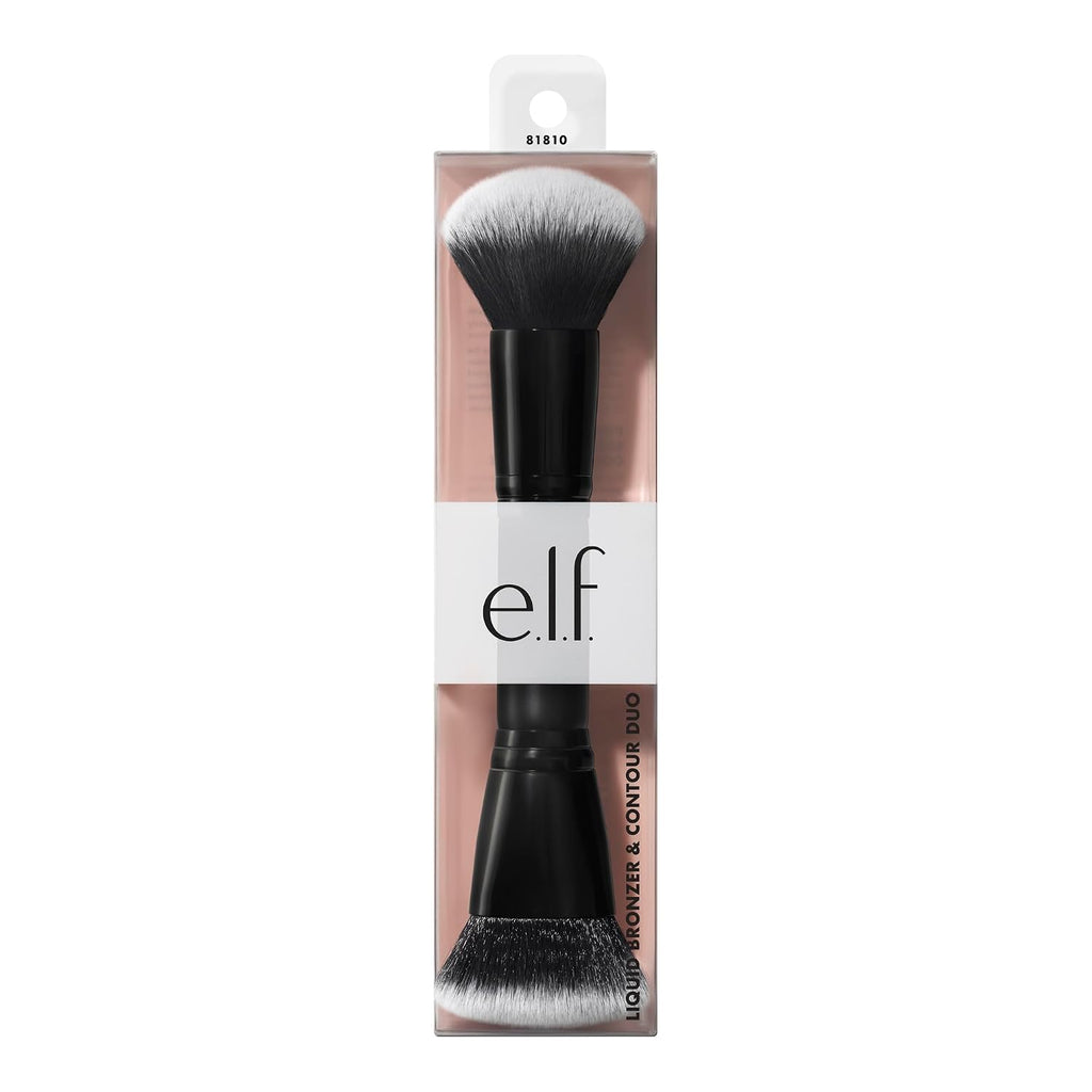 e.l.f. Liquid Bronzer & Contour Duo Brush | Silky Highly Pigmented Formula with Dual-ended Makeup Brush. Synthetic Bristles. 100% Vegan and Cruelty-Free
