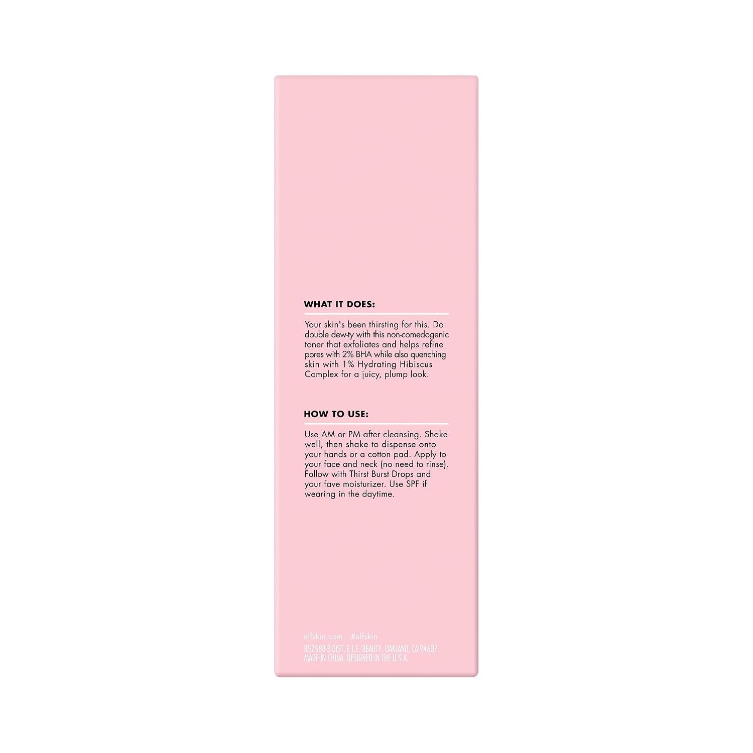 e.l.f. SKIN Thirst Burst Pore-fecting Toner. Hydrating for Face. Smooths. Plumps & Minimizes Pores. Infused with Salicylic Acid. Vegan & Cruelty-Free