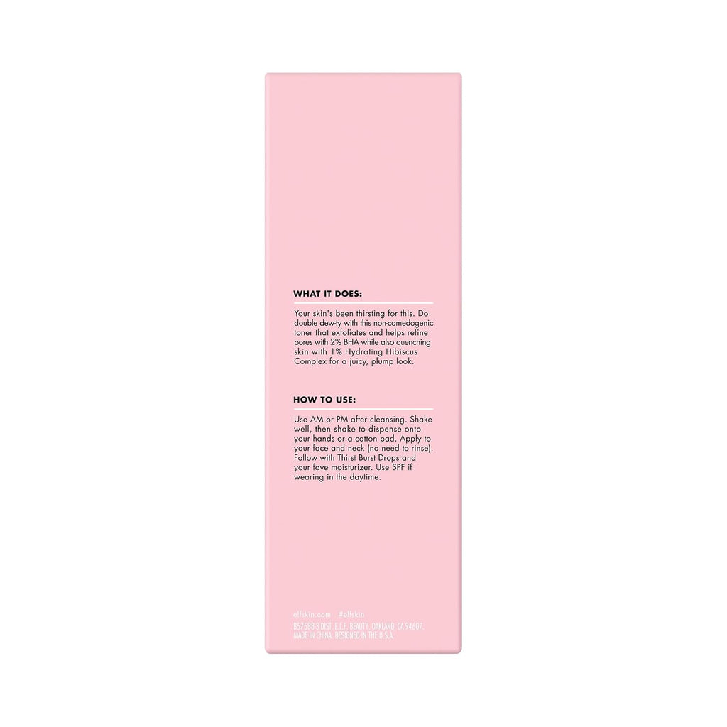 e.l.f. SKIN Thirst Burst Pore-fecting Toner. Hydrating for Face. Smooths. Plumps & Minimizes Pores. Infused with Salicylic Acid. Vegan & Cruelty-Free