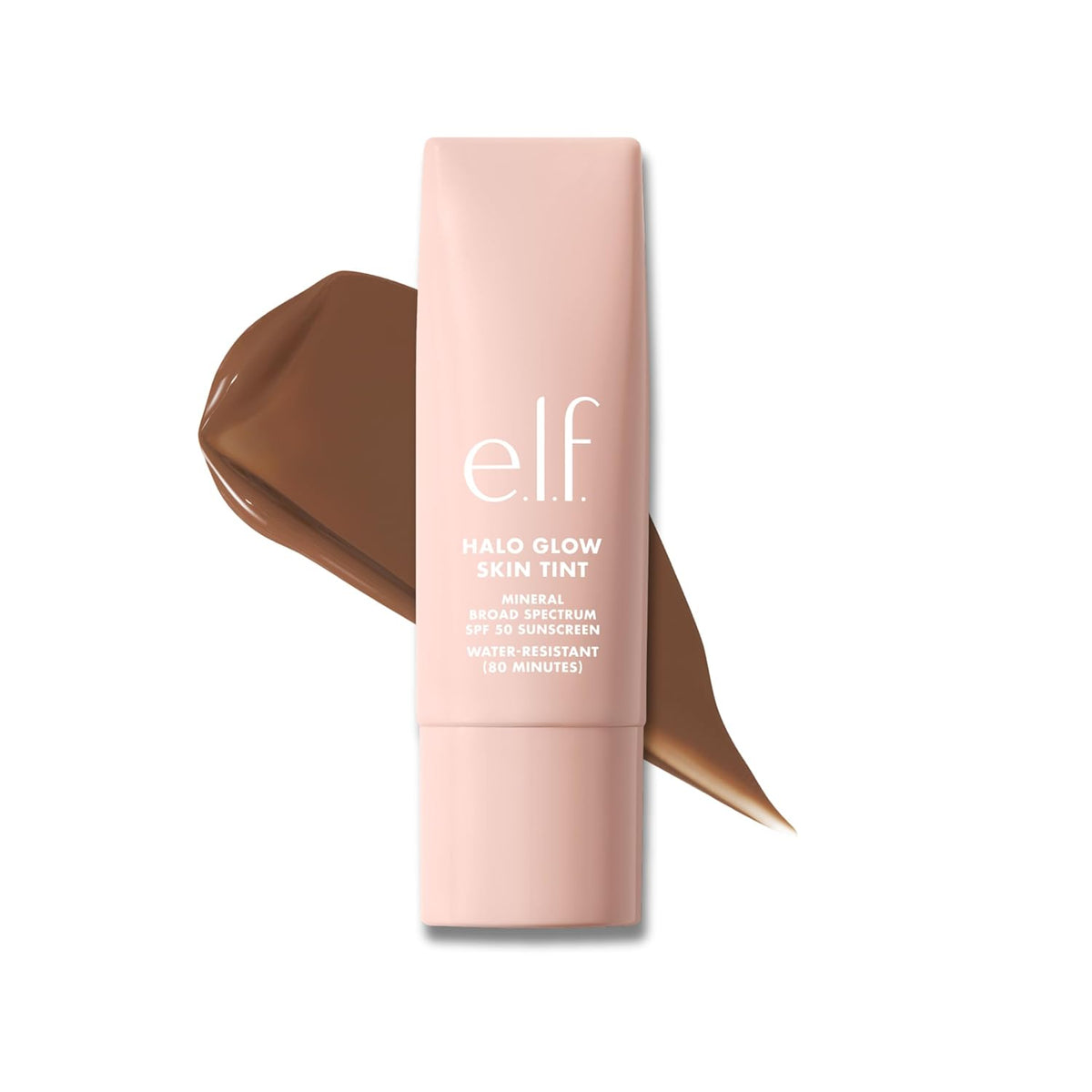 e.l.f. Halo Glow Skin Tint SPF 50. Hydrating & Tinted. 5 Light Warm | Lightweight Buildable Coverage. Dewy. Hydrated Finish. Broad-Spectrum SPF 50. Zinc Oxide & Niacinamide. Vegan & Cruelty-Free
