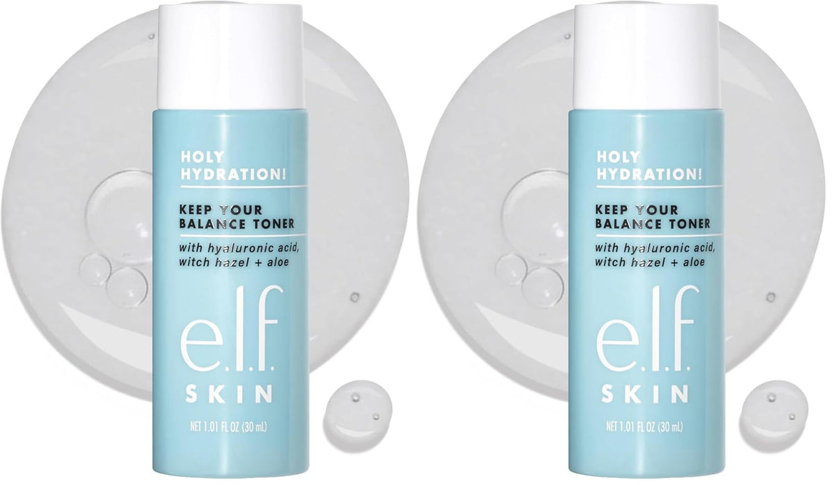 e.l.f. SKIN Keep Your Balance Toner. Gentle. Refreshing. Removes Makeup & Impurities. Hydrates. Cleanses. Soothes. Infused with Hyaluronic Acid. Witch Hazel and Aloe. 5.07 Fl Oz