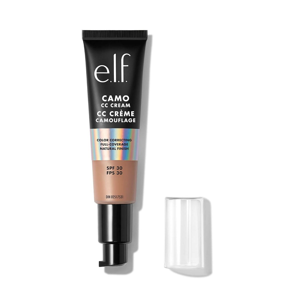 e.l.f. Camo CC Cream. SPF 30 Color-Correcting Medium-To-Full Coverage Face Foundation. Delivers An Airbrushed Finish. Vegan & Cruelty-Free. Tan 425 N
