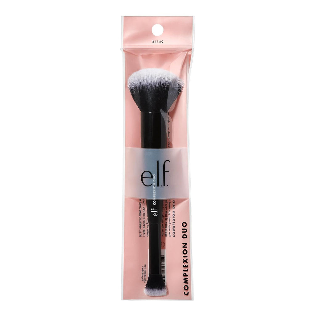 e.l.f. Complexion Duo Brush. Makeup Brush For Applying Foundation & Concealer. Creates An Airbrushed Finish. Made With Vegan. Cruelty-Free Bristles
