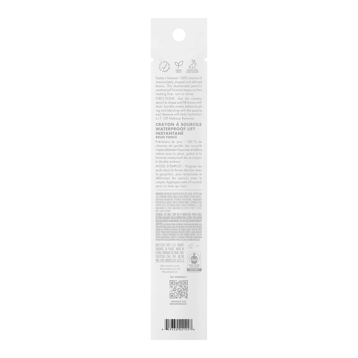 e.l.f. Instant Lift Waterproof Eyebrow Pencil. Deep Brown | Dual-Ended with Precision Tip & Spoolie. Smudge-Resistant Formula for Natural. Long-Lasting Brows