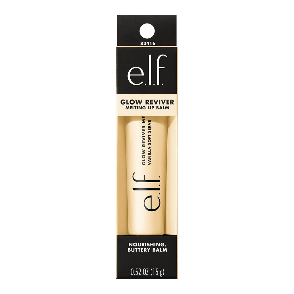 e.l.f. Glow Reviver Melting Lip Balm. Tinted. Vanilla Soft Serve | Hydrating & Glossy. Buildable Sheer Color. Soft Texture with Hyaluronic Acid Blend & Nourishing Butters. Vegan & Cruelty-Free