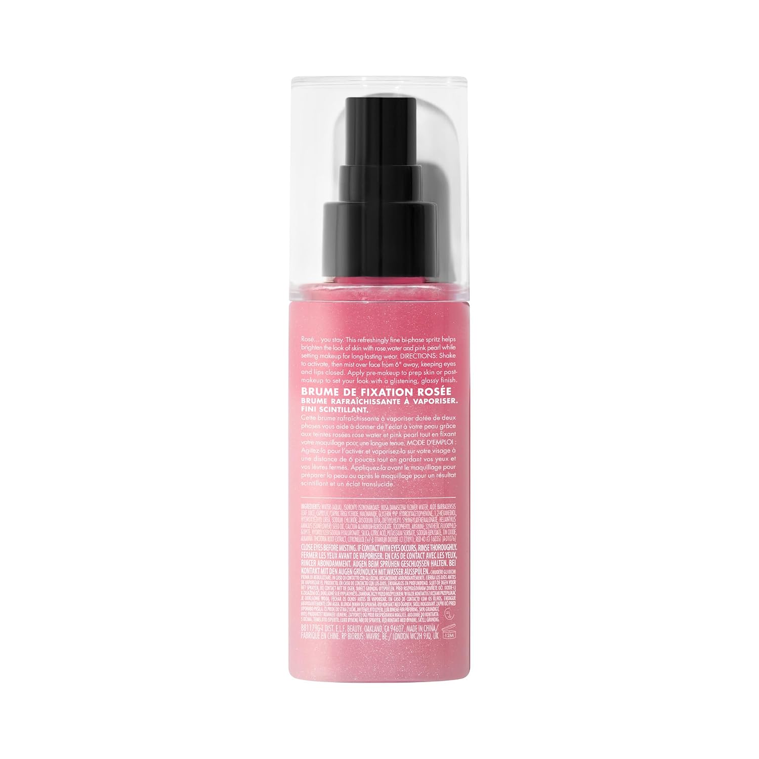 e.l.f. Power Grip Rosé Setting Spray. Bright & Glassy Finish. Pearl Powder | Niacinamide & Rose Water. Preps & Sets Makeup for Long-Lasting Wear. Non-Sticky & Non-Greasy Feel. Vegan & Cruelty-Free