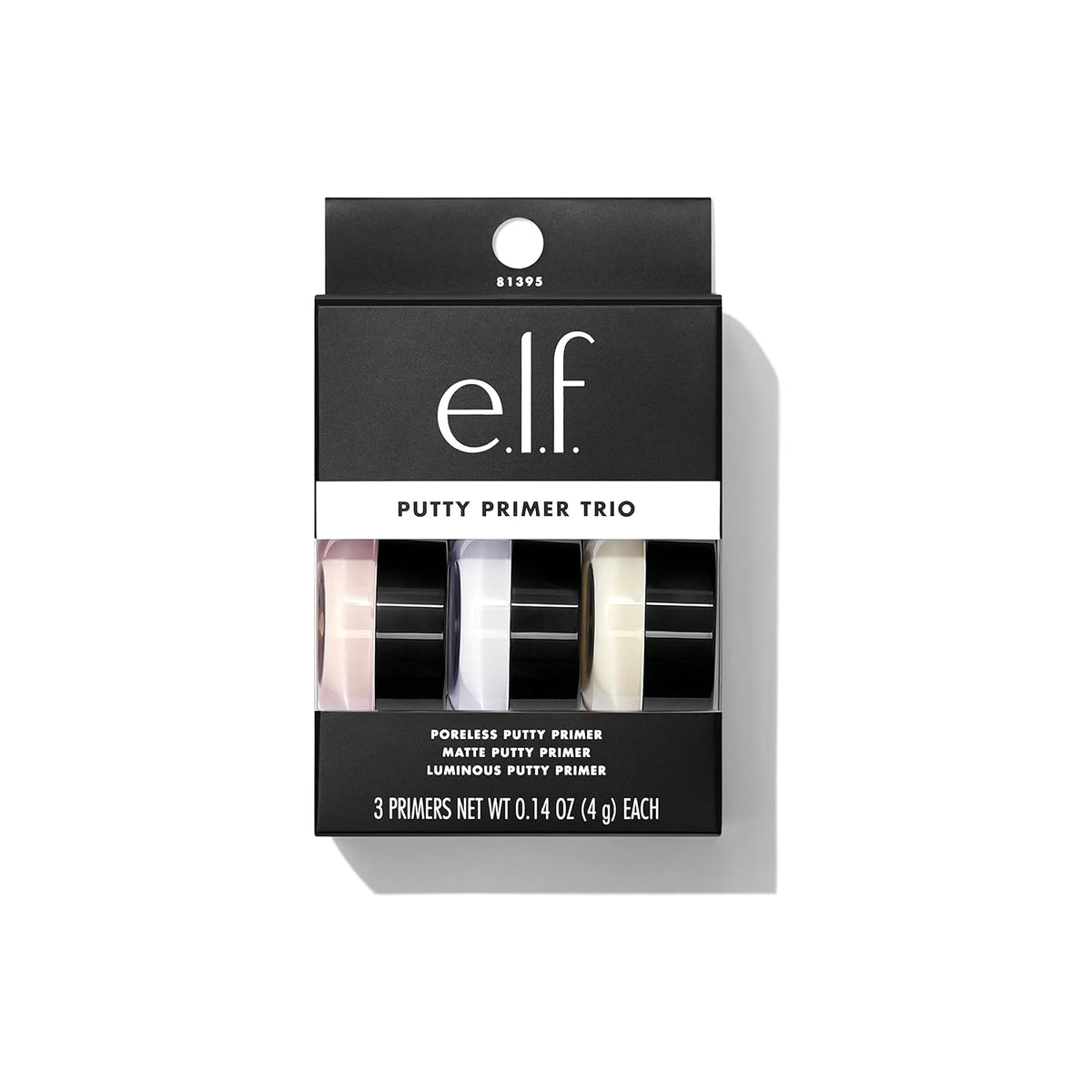 e.l.f. Cosmetics Putty Primer Trio. Includes Poreless Putty. Matte Putty & Luminous Putty. Travel Size. 0.14 Oz (4g) Each. 0.14 ounces