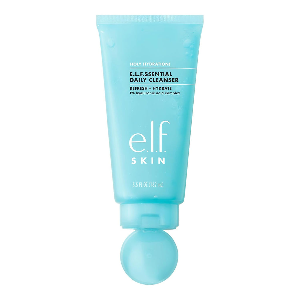 e.l.f. SKIN Holy Hydration! e.l.f.ssential Daily Cleanser | Gentle & Refreshing Gel-to-Foam Face Cleanser. Hydrated-Feel & Soft Skin. 1% Hyaluronic Acid Complex. Vegan & Cruelty-Free