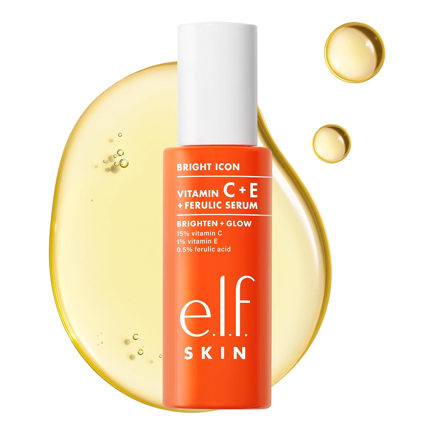 e.l.f. SKIN Bright Icon Vitamin C + E + Ferulic Serum. 1 oz | Brightening Serum with 15% Vitamin C. 1% Vitamin E & 0.5% Ferulic Acid. Helps the Look of Dark Spots. Vegan & Cruelty-Free