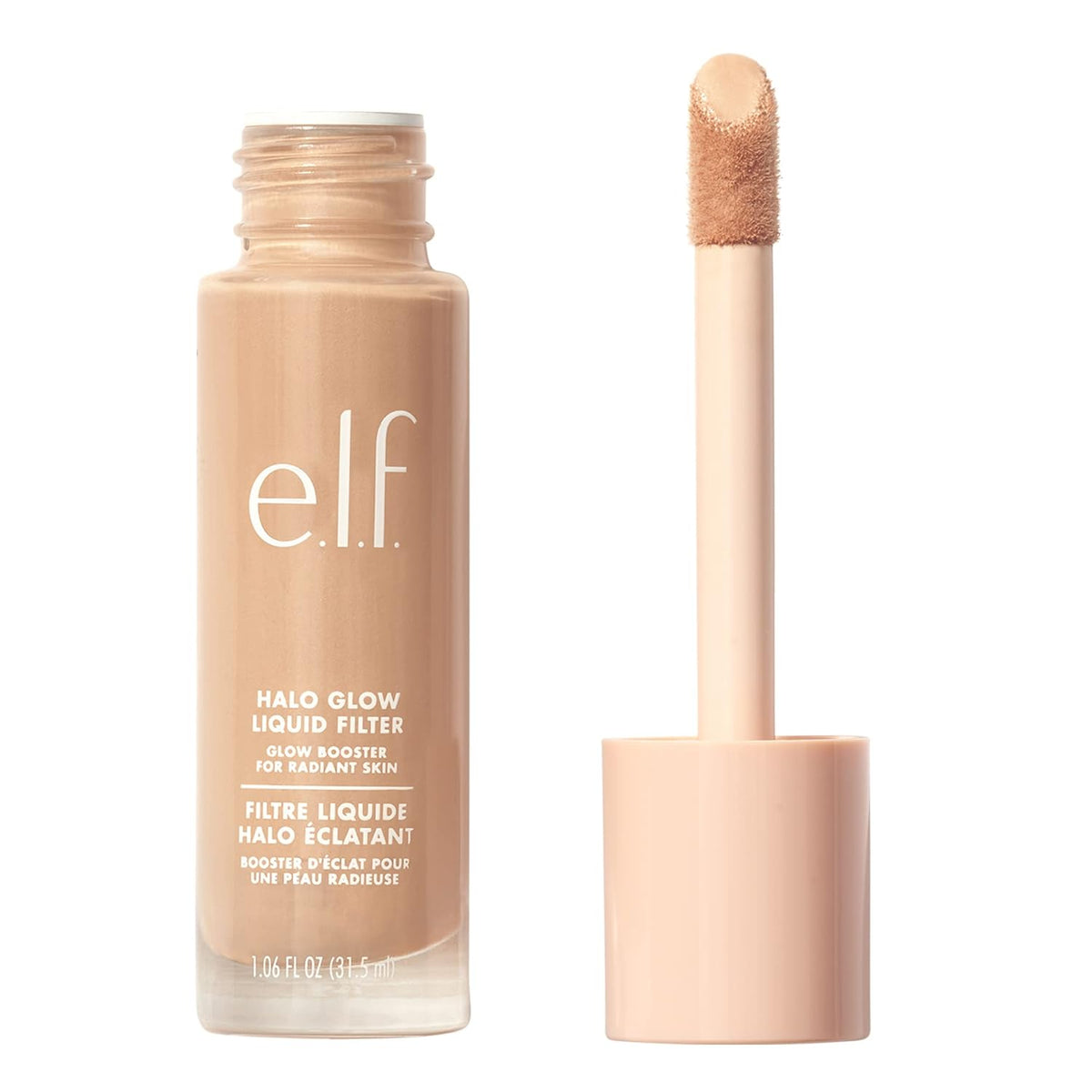 e.l.f. Halo Glow Liquid Filter. Hydrating Complexion Boost. 3 Light/Medium | Soft Focus. Luminous Natural Glow for Face & Body. Infused with Hyaluronic Acid & Squalene. Vegan & Cruelty-Free