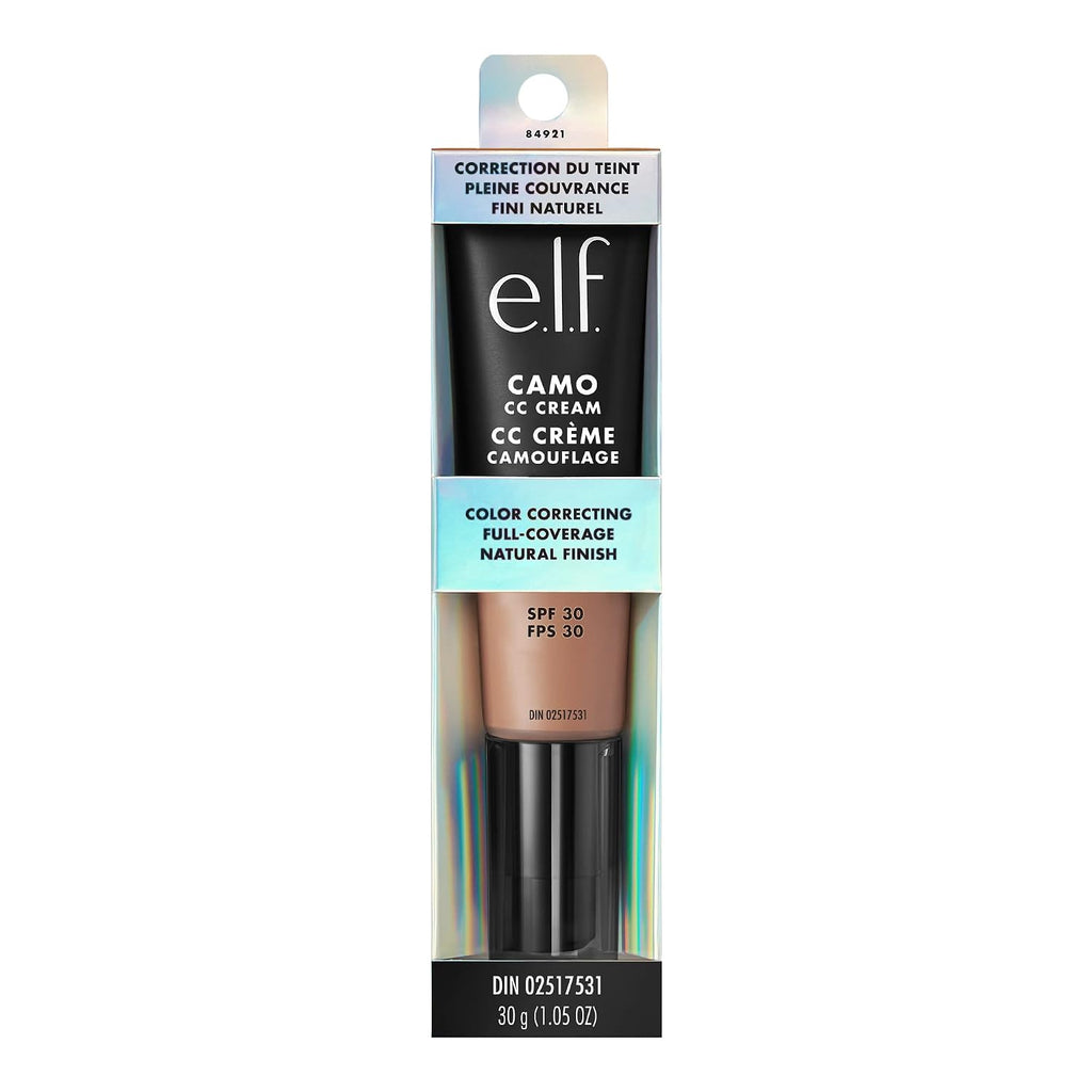 e.l.f. Camo CC Cream. SPF 30 Color-Correcting Medium-To-Full Coverage Face Foundation. Delivers An Airbrushed Finish. Vegan & Cruelty-Free. Tan 425 N