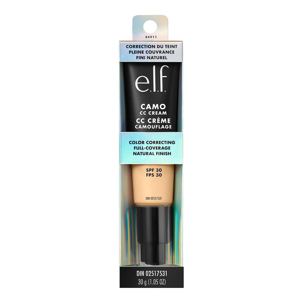 e.l.f. Camo CC Cream. SPF 30 Color-Correcting Medium-To-Full Coverage Face Foundation. Delivers An Airbrushed Finish. Vegan & Cruelty-Free. Fair 140 W
