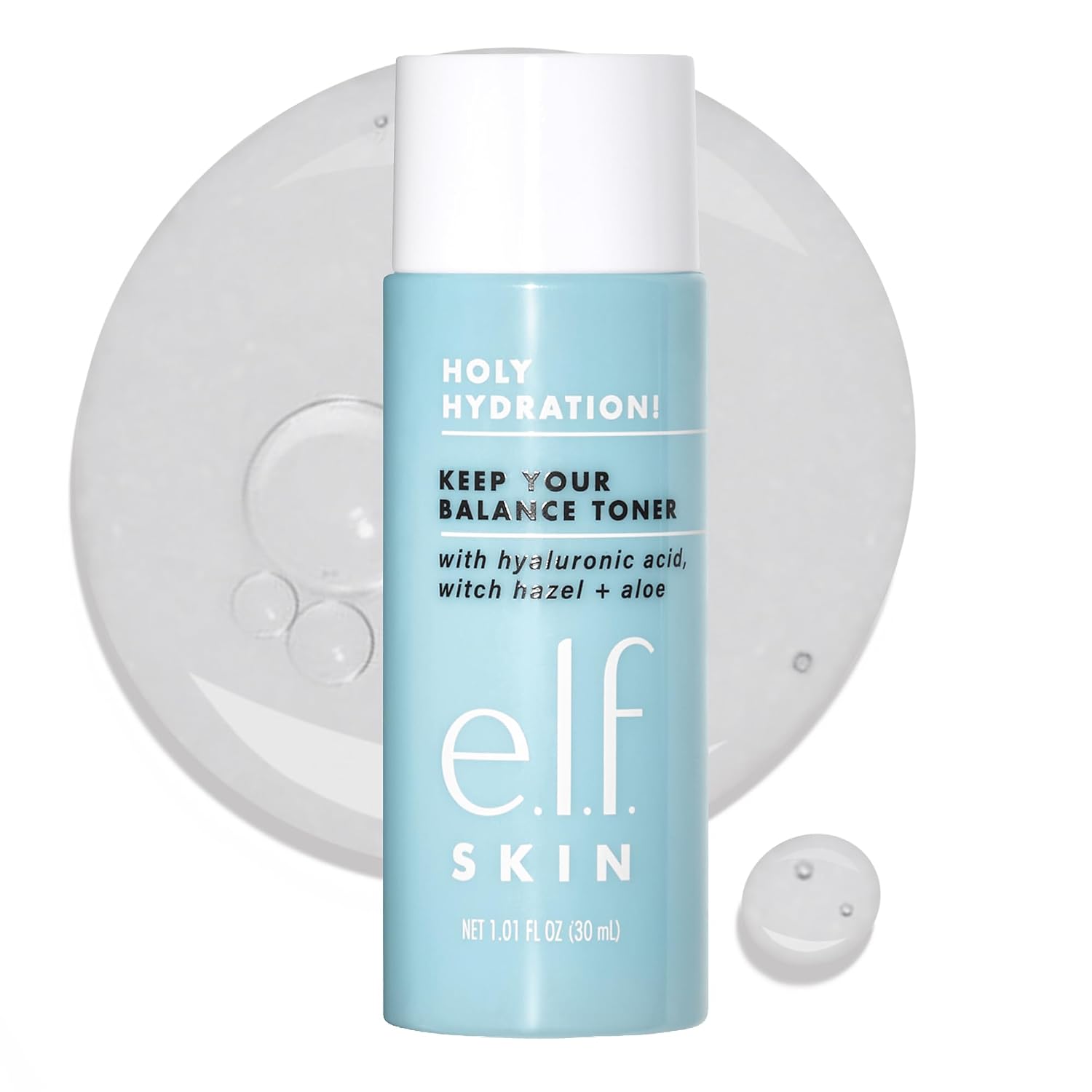 e.l.f. SKIN Keep Your Balance Toner. Gentle. Refreshing. Removes Makeup & Impurities. Hydrates. Cleanses. Soothes. Infused with Hyaluronic Acid. Witch Hazel and Aloe. 5.07 Fl Oz