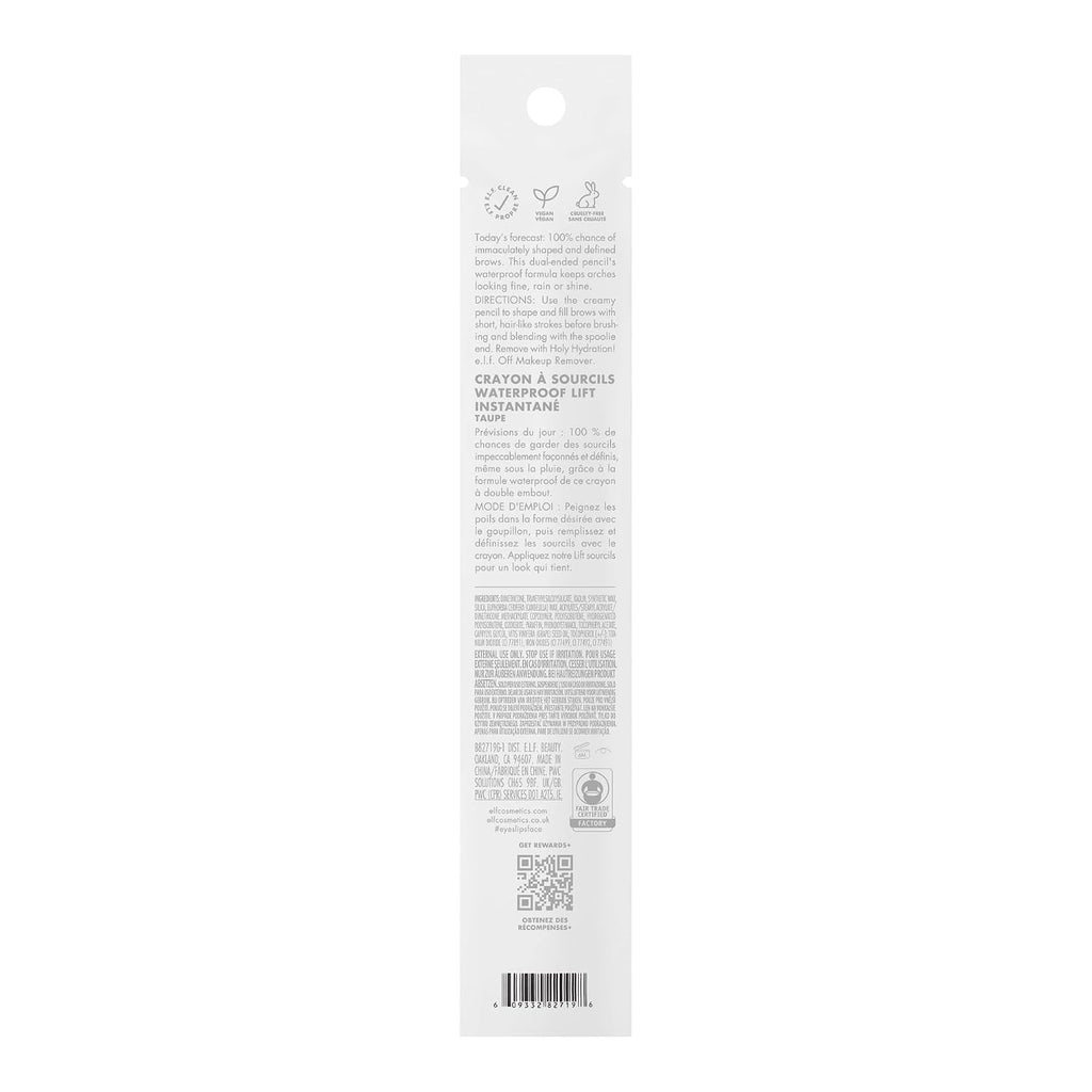 e.l.f. Instant Lift Waterproof Eyebrow Pencil. Taupe | Dual-Ended with Precision Tip & Spoolie. Smudge-Resistant Formula for Natural. Long-Lasting Brows