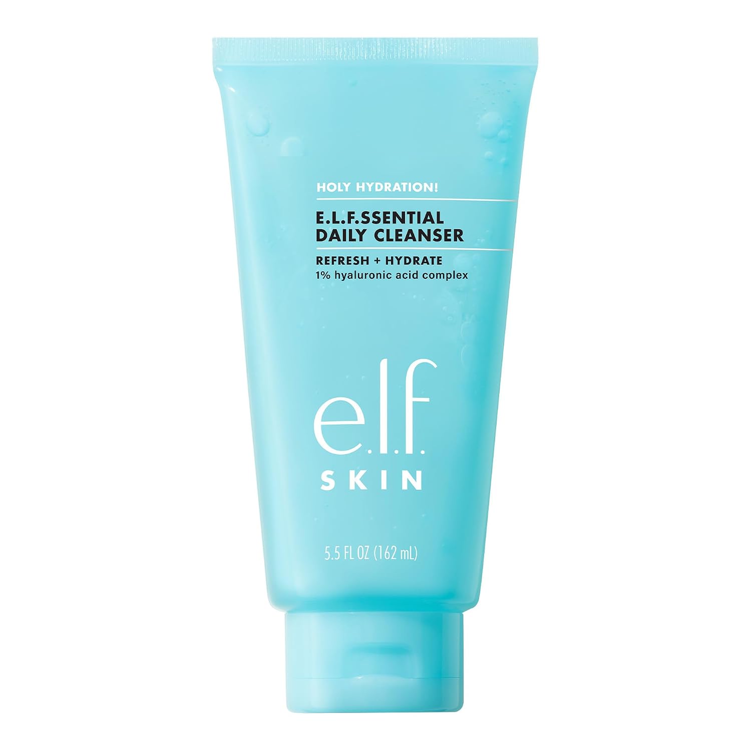 e.l.f. SKIN Holy Hydration! e.l.f.ssential Daily Cleanser | Gentle & Refreshing Gel-to-Foam Face Cleanser. Hydrated-Feel & Soft Skin. 1% Hyaluronic Acid Complex. Vegan & Cruelty-Free