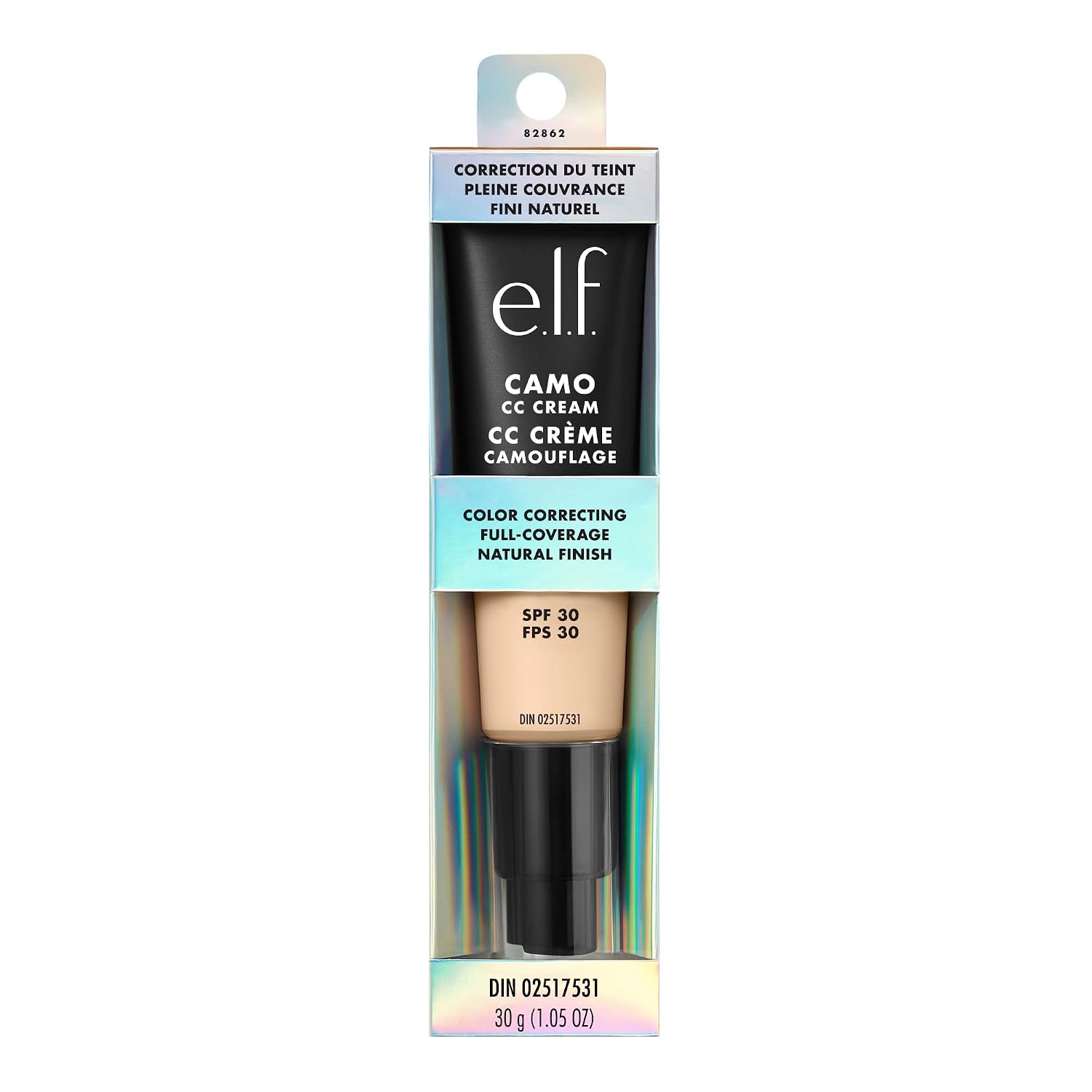 e.l.f. Camo CC Cream. SPF 30 Color-Correcting Medium-To-Full Coverage Face Foundation. Delivers An Airbrushed Finish. Vegan & Cruelty-Free. Fair 100 W