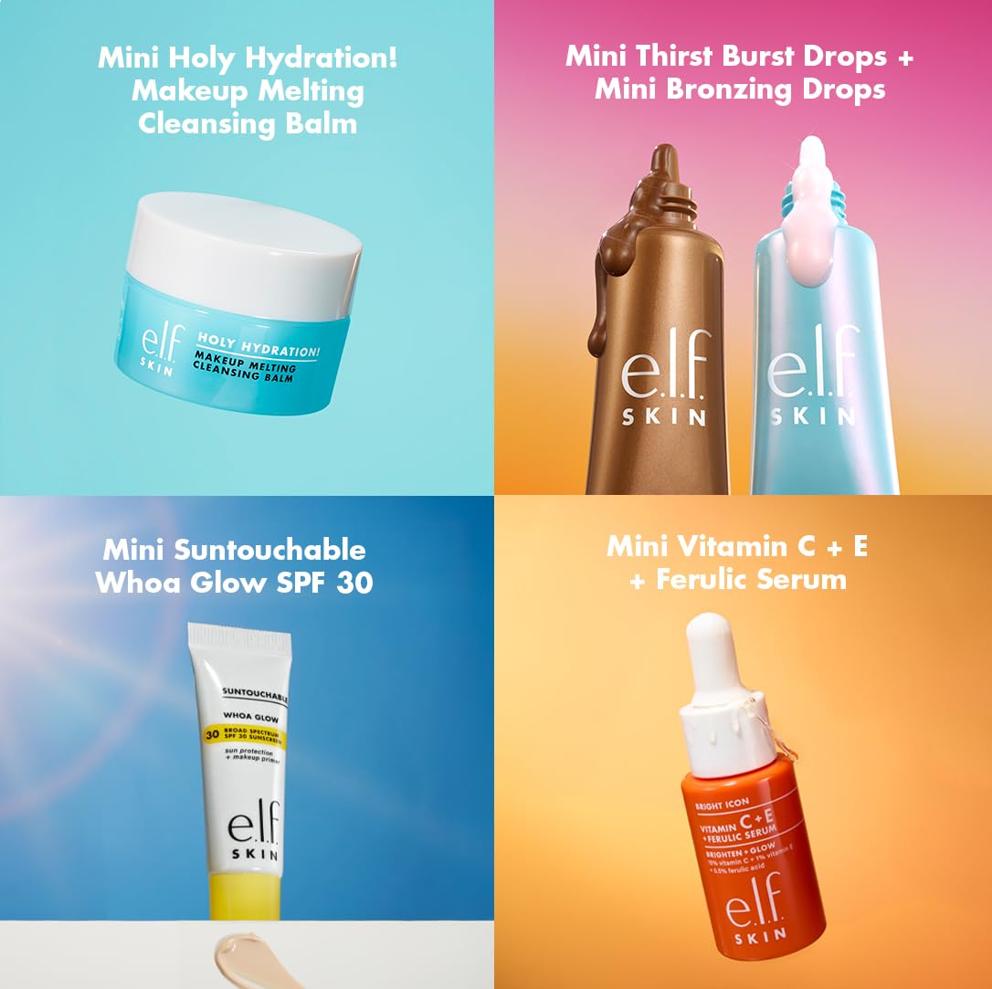 e.l.f. SKIN Best & Obsessed Skincare Kit | Travel-Size Makeup Remover. Sunscreen & Brightening Serums For Glowy Skin. Vegan & Cruelty-Free