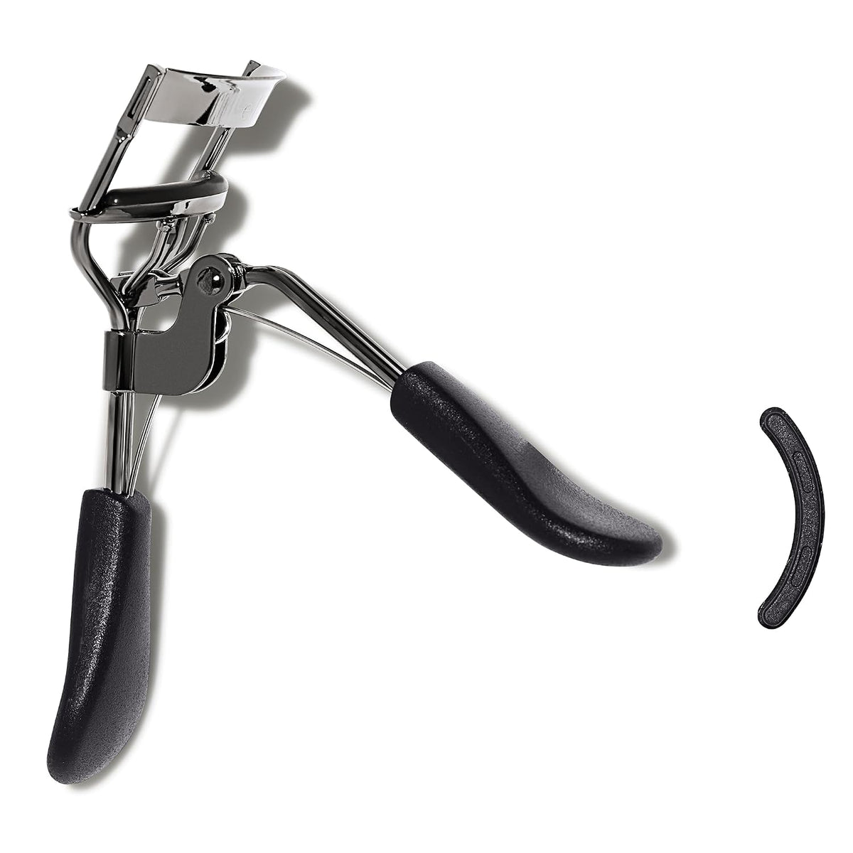 e.l.f. Pro Eyelash Curler. Stainless Steel Lash Curler. Long-Lasting Natural Curl. Ergonomic Design. Includes Replacement Pad. Fits All Eye Shapes
