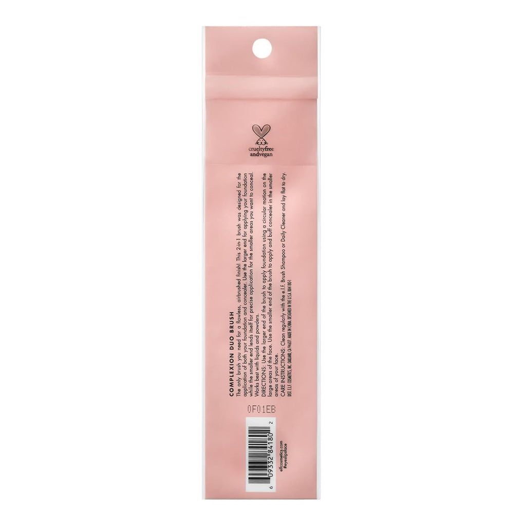 e.l.f. Complexion Duo Brush. Makeup Brush For Applying Foundation & Concealer. Creates An Airbrushed Finish. Made With Vegan. Cruelty-Free Bristles