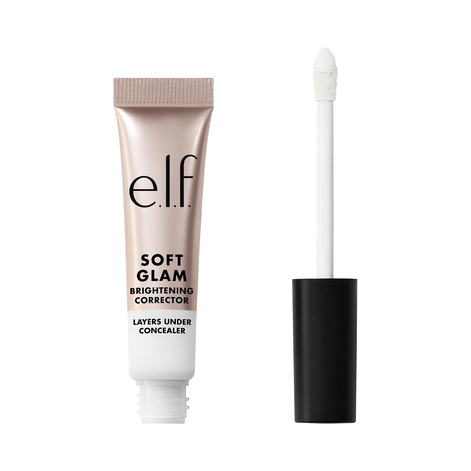 e.l.f. Soft Glam Brightening Corrector. Helps Minimize Dark Circles & Discoloration. Hydrating With A Natural Finish. Vegan & Cruelty-Free. White