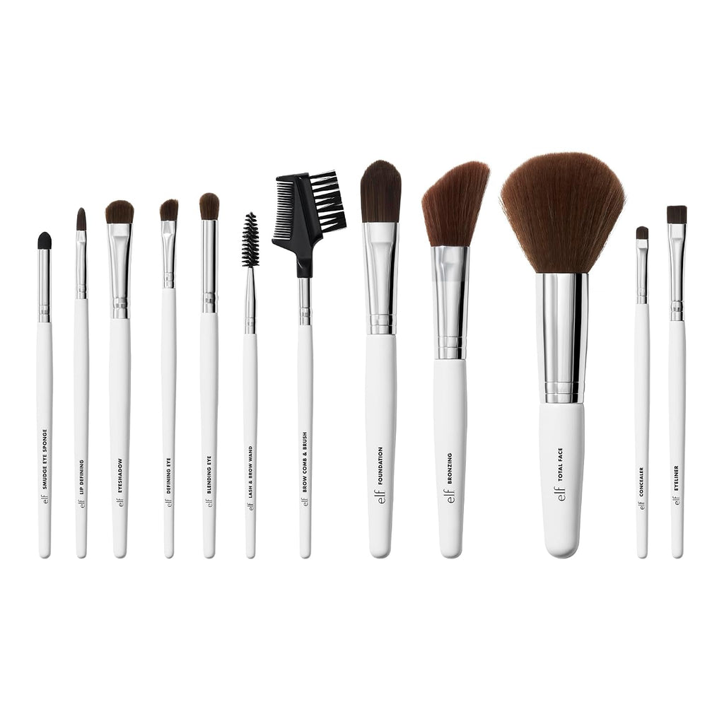 e.l.f. Professional Set of 12 Makeup Brushes. Pro-Worthy Makeup Brushes For A Flawless Full-Face Application. Vegan & Cruelty-Free