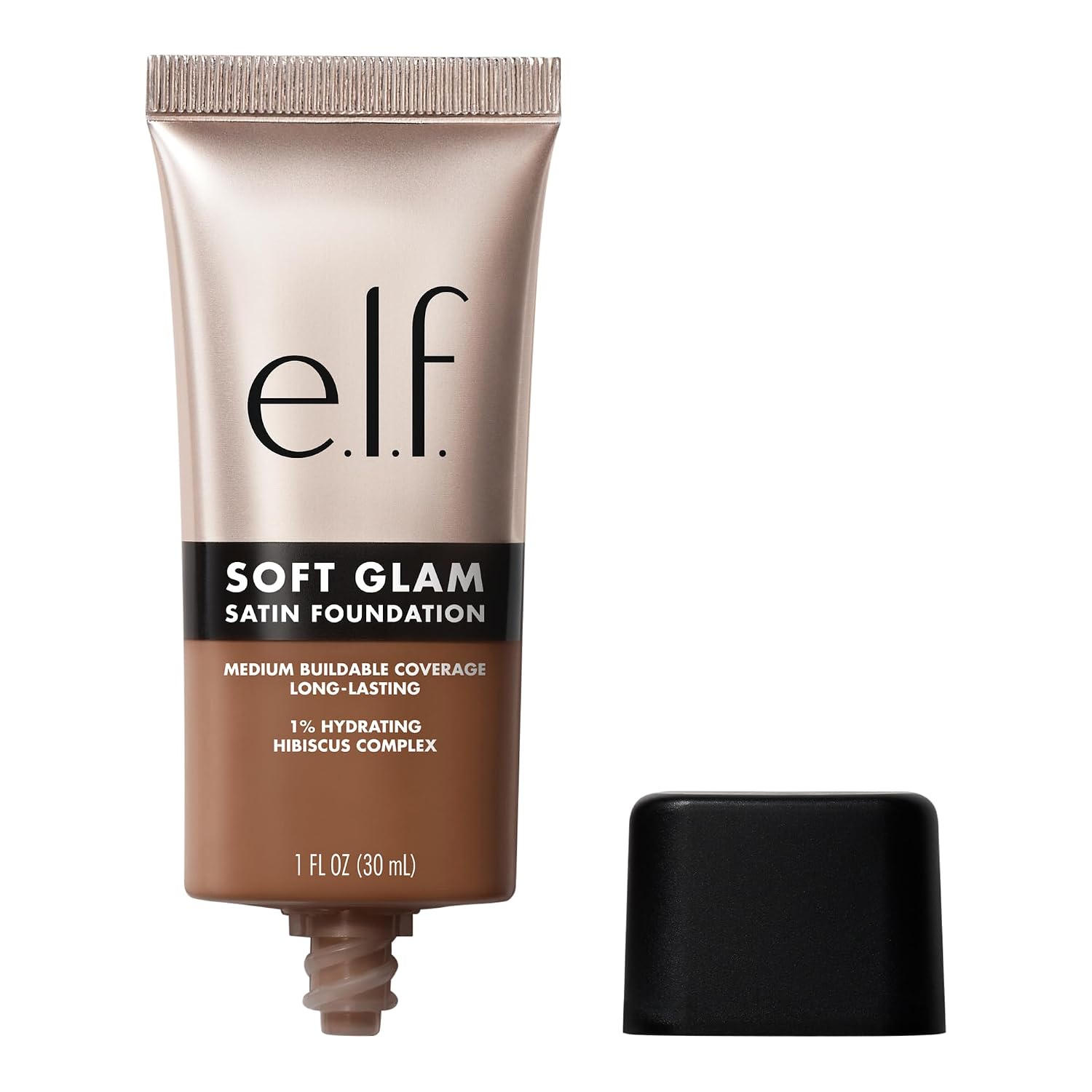 e.l.f. Soft Glam Satin Foundation. Medium Coverage. 30 Medium Warm | Satin Finish. Long-Lasting Wear. Hydrating Hyaluronic Acid & Hibiscus Complex. Blurs Pores. Lightweight. Vegan & Cruelty-Free