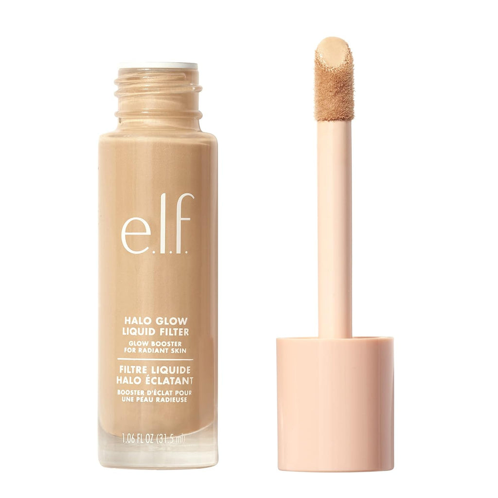 e.l.f. Halo Glow Liquid Filter. Hydrating Complexion Boost. 2 Fair/Light | Soft Focus. Luminous Natural Glow for Face & Body. Infused with Hyaluronic Acid & Squalene. Vegan & Cruelty-Free
