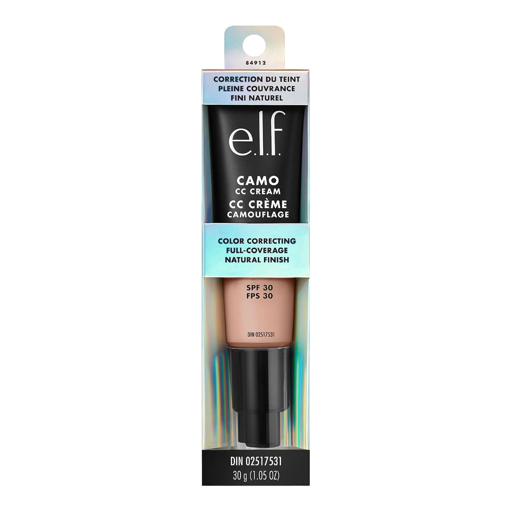 e.l.f. Camo CC Cream. SPF 30 Color-Correcting Medium-To-Full Coverage Face Foundation. Delivers An Airbrushed Finish. Vegan & Cruelty-Free. Fair 150 C