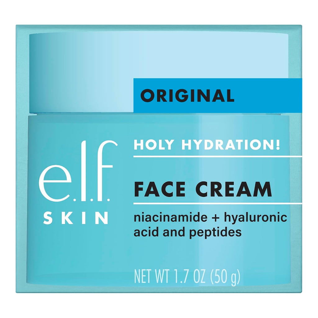 e.l.f. SKIN Holy Hydration! Face Cream with Hyaluronic Acid. Niacinamide & Peptides. Nourishing & Plumping Moisturizer. Vegan & Cruelty-Free