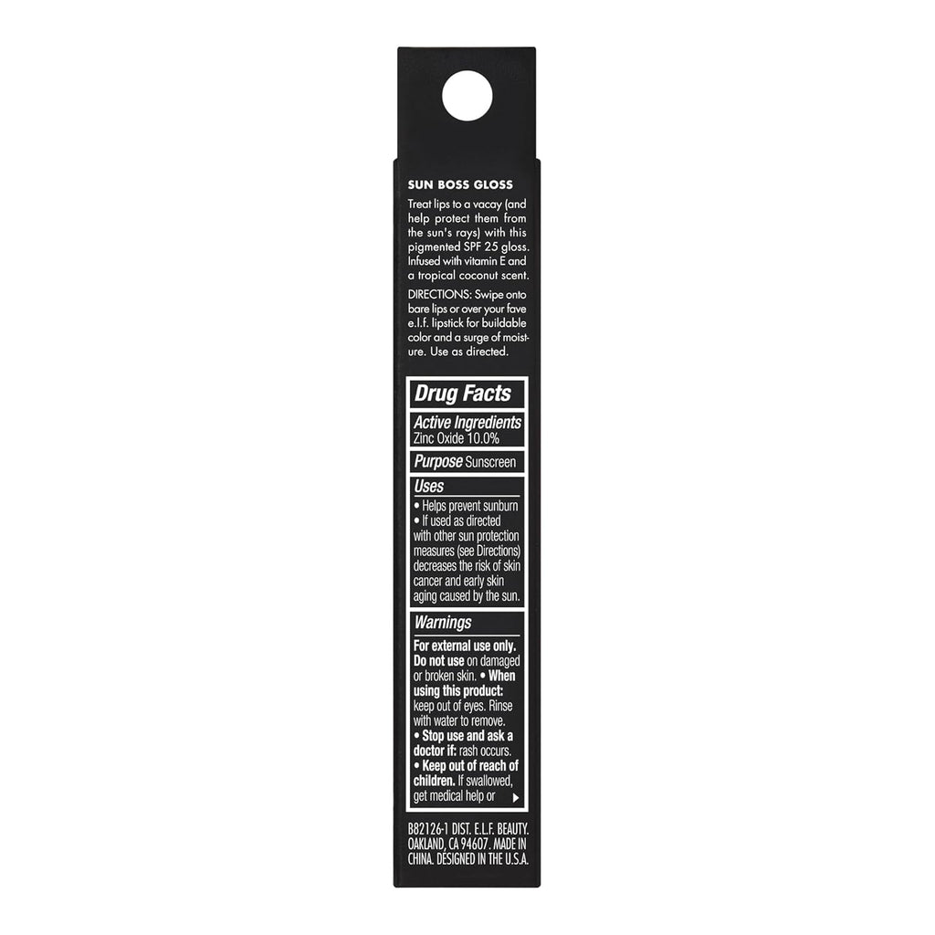 e.l.f. Sun Boss Gloss SPF 25. Pink-Me Girl | Pigmented Lip Gloss For A High-Shine Finish. Moisturizing & Conditioning Formula. Vegan & Cruelty-Free