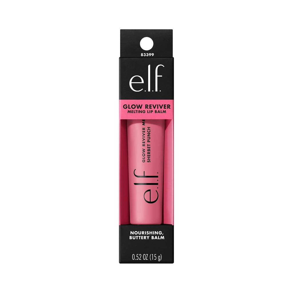 e.l.f. Glow Reviver Melting Lip Balm. Tinted. Sherbet Punch | Hydrating & Glossy. Buildable Sheer Color. Soft Texture with Hyaluronic Acid Blend & Nourishing Butters. Vegan & Cruelty-Free