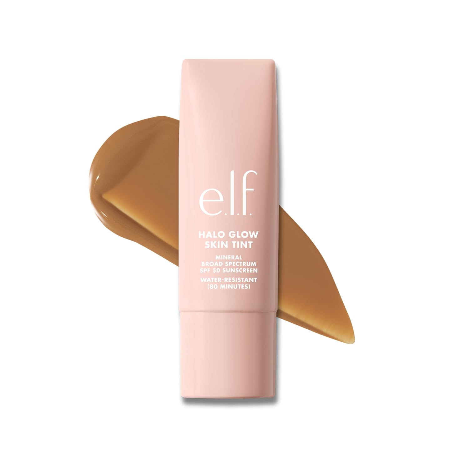 e.l.f. Halo Glow Skin Tint SPF 50. Hydrating & Tinted. 5 Light Warm | Lightweight Buildable Coverage. Dewy. Hydrated Finish. Broad-Spectrum SPF 50. Zinc Oxide & Niacinamide. Vegan & Cruelty-Free
