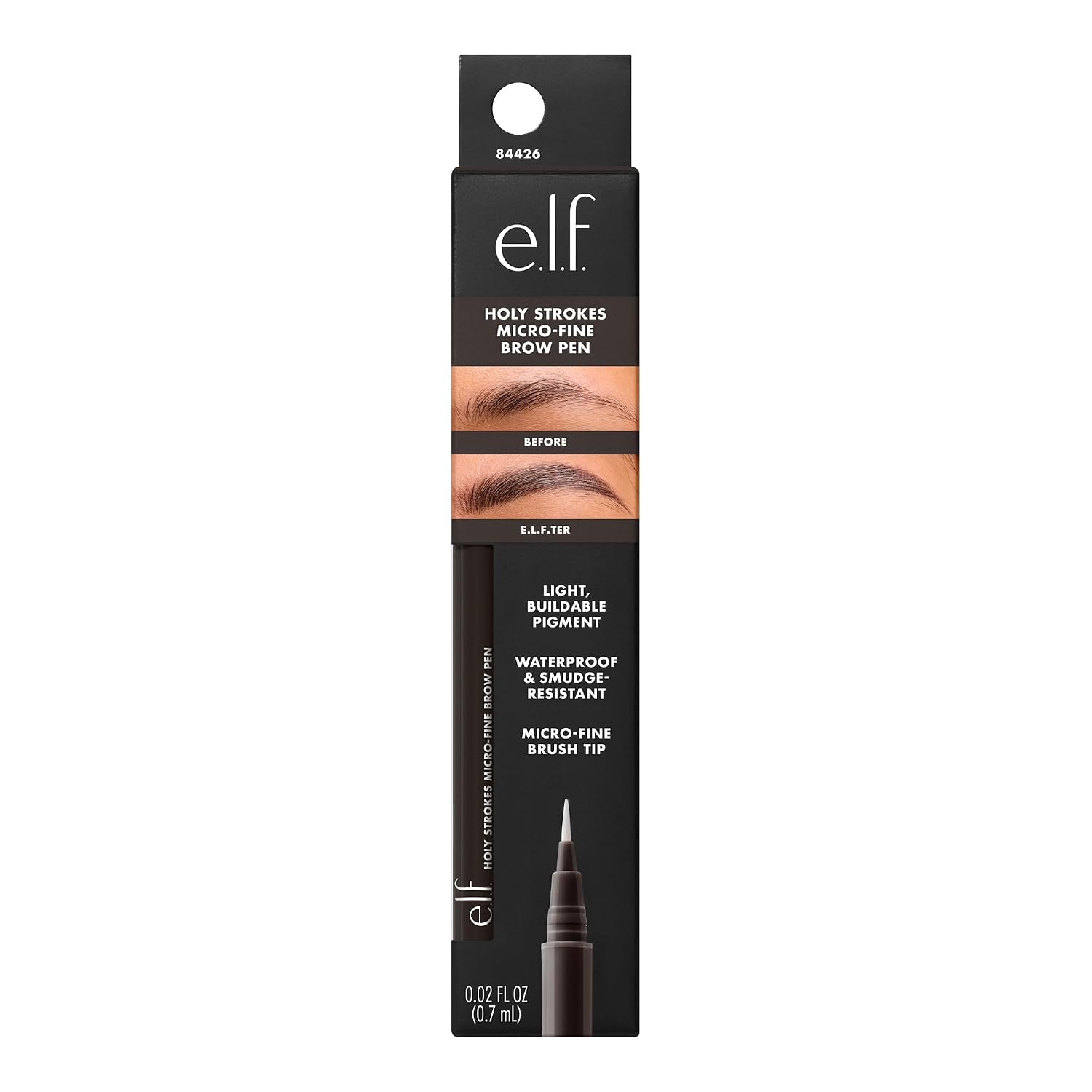 e.l.f. Holy Strokes Micro-Fine Brow Pen. Liquid Waterproof Eyebrow Makeup For Detailing & Adding Dimension. Vegan & Cruelty-Free. Espresso