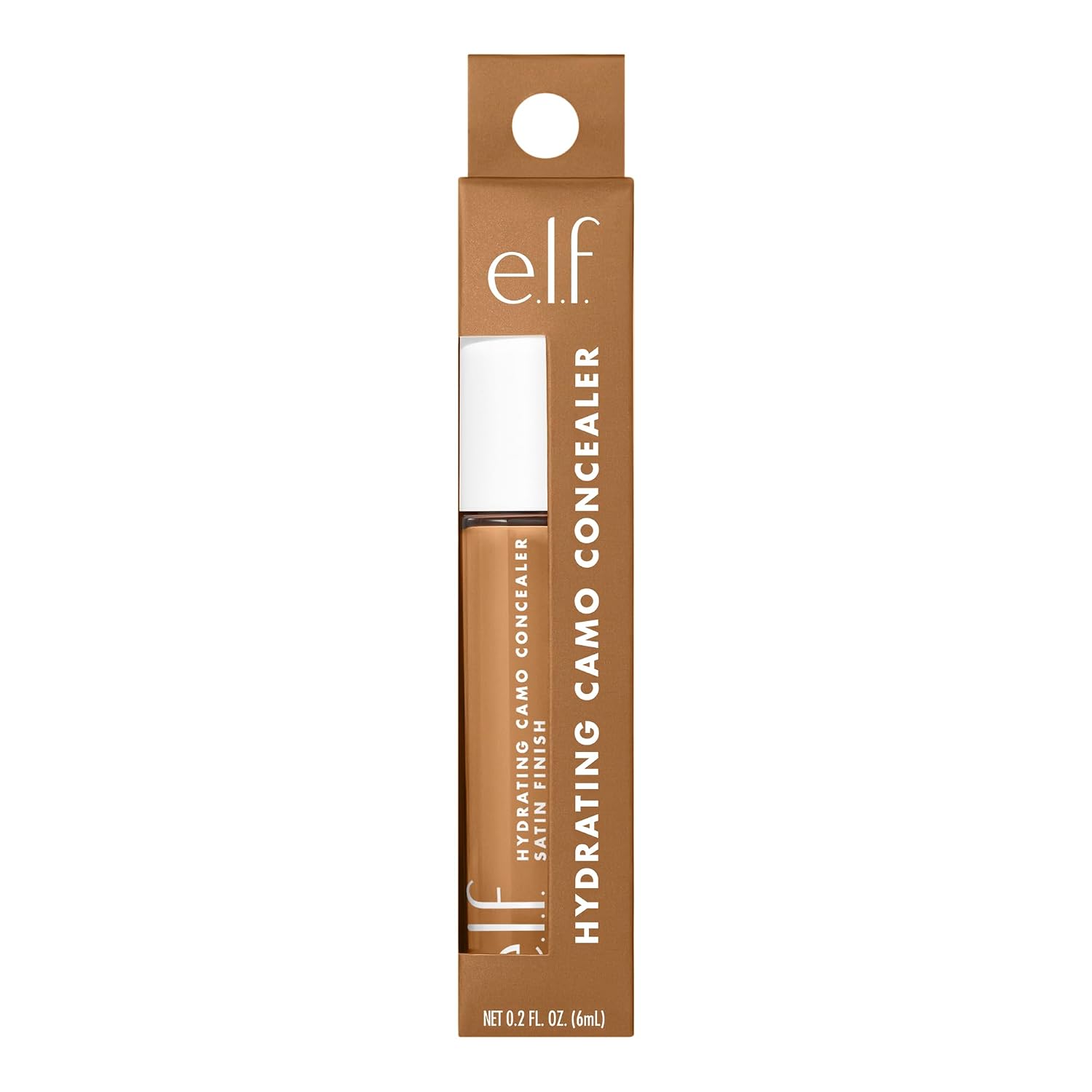 e.l.f. Hydrating Camo Concealer. Full Coverage. Deep Chestnut | Satin Finish. Under-Eye & Blemish Coverage. Hydrating Formula. Long-Lasting Wear. Non-Creasing. Vegan & Cruelty-Free