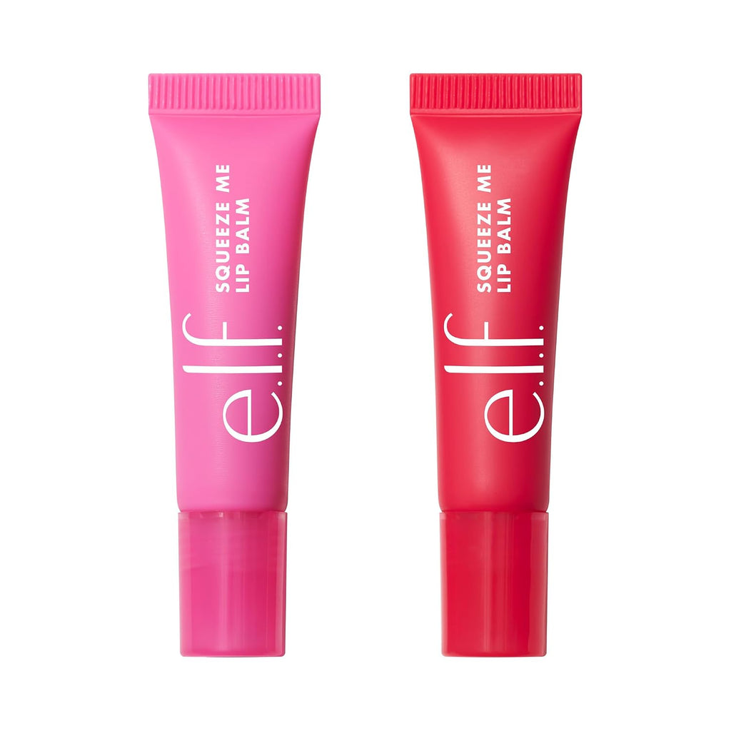 e.l.f. Squeeze Me More Lip Balm Duo. Cherry/Bubblegum | Moisturizing Balm For A Sheer Tint Of Color. Made With Hyaluronic Acid. Vegan & Cruelty-Free. Cherry & Bubblegum