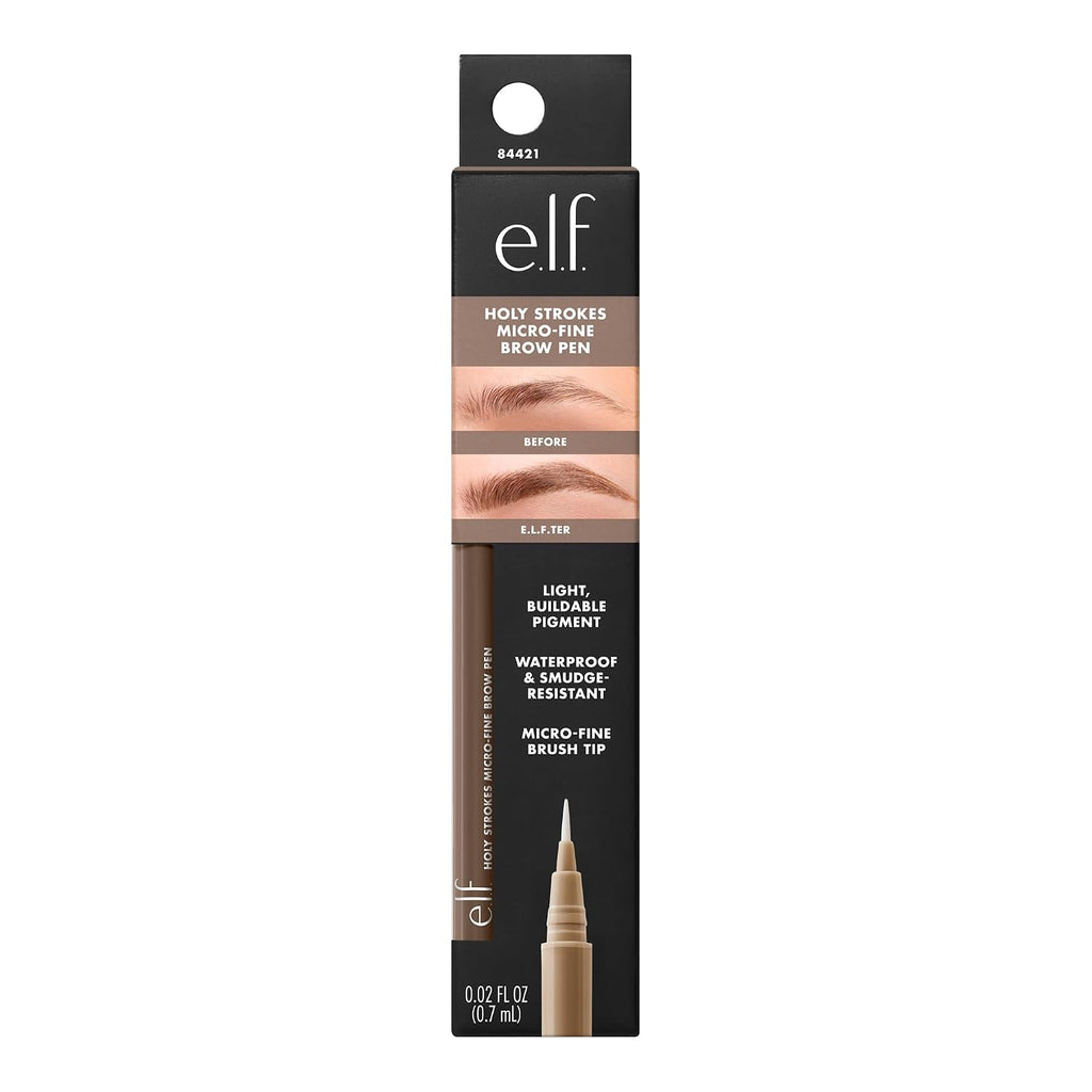 e.l.f. Holy Strokes Micro-Fine Brow Pen. Liquid Waterproof Eyebrow Makeup For Detailing & Adding Dimension. Vegan & Cruelty-Free. Taupe